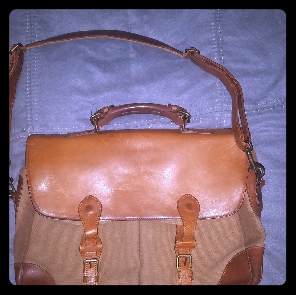 Ralph Lauren leather and canvas messenger bag